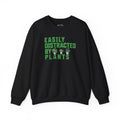 Easily Distracted By Plants Black Crewneck Sweatshirt