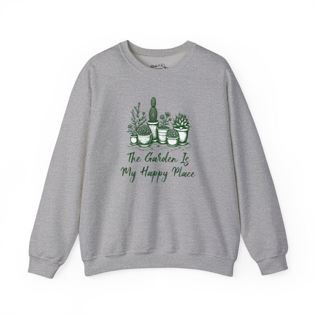 The Garden Is my Happy Place Grey Crewneck Sweatshirt