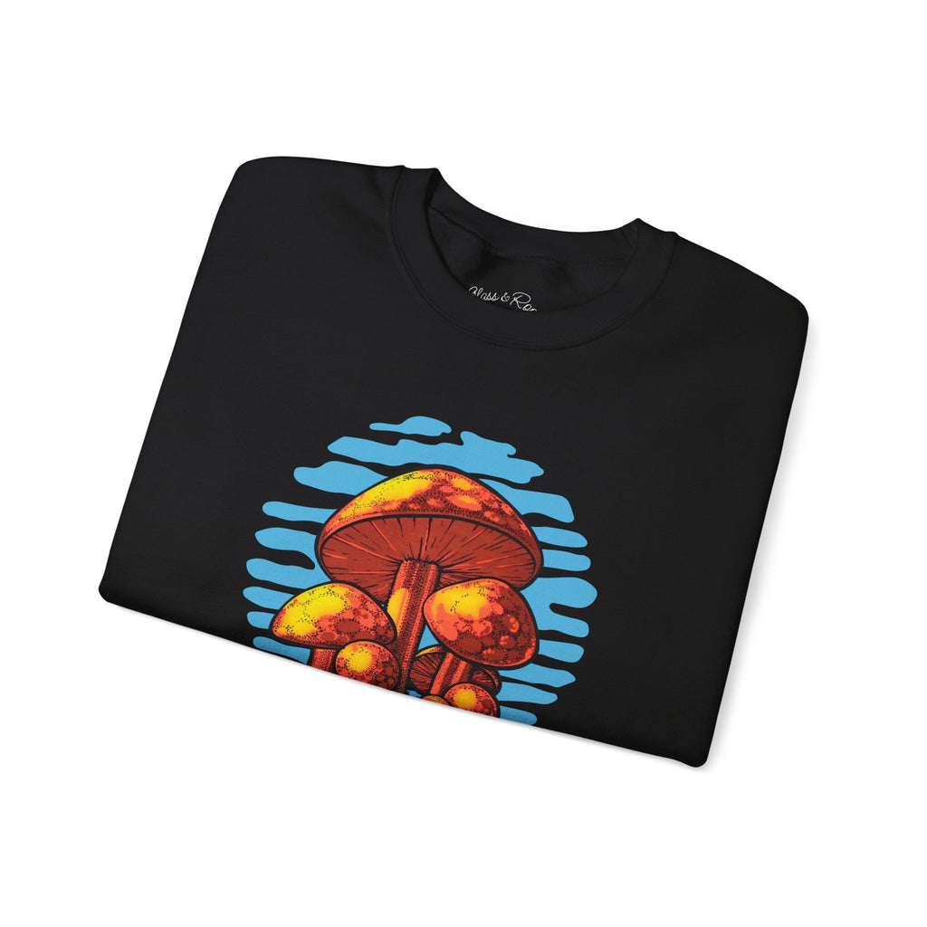 Vintage Mushrooms Black Crewneck Sweatshirt