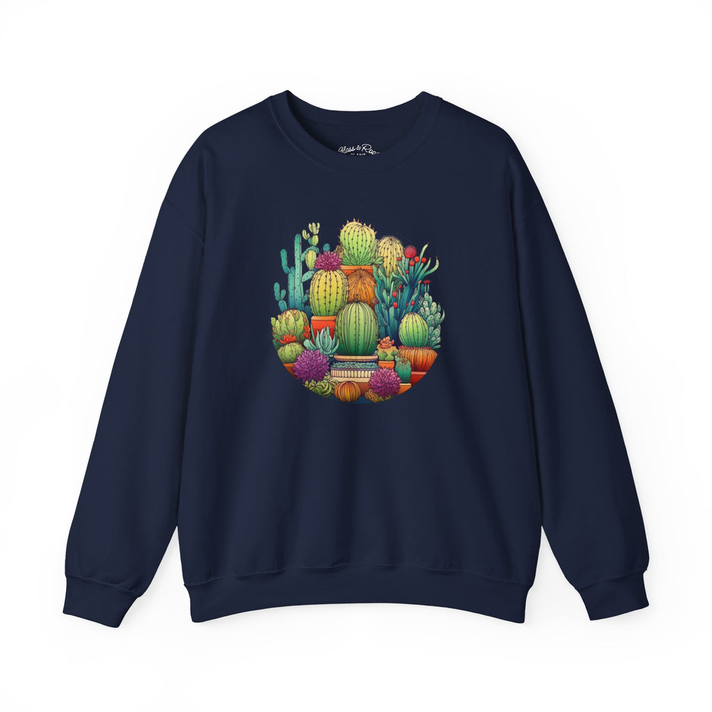 Cactus & Succulent Collage Navy Crewneck Sweatshirt