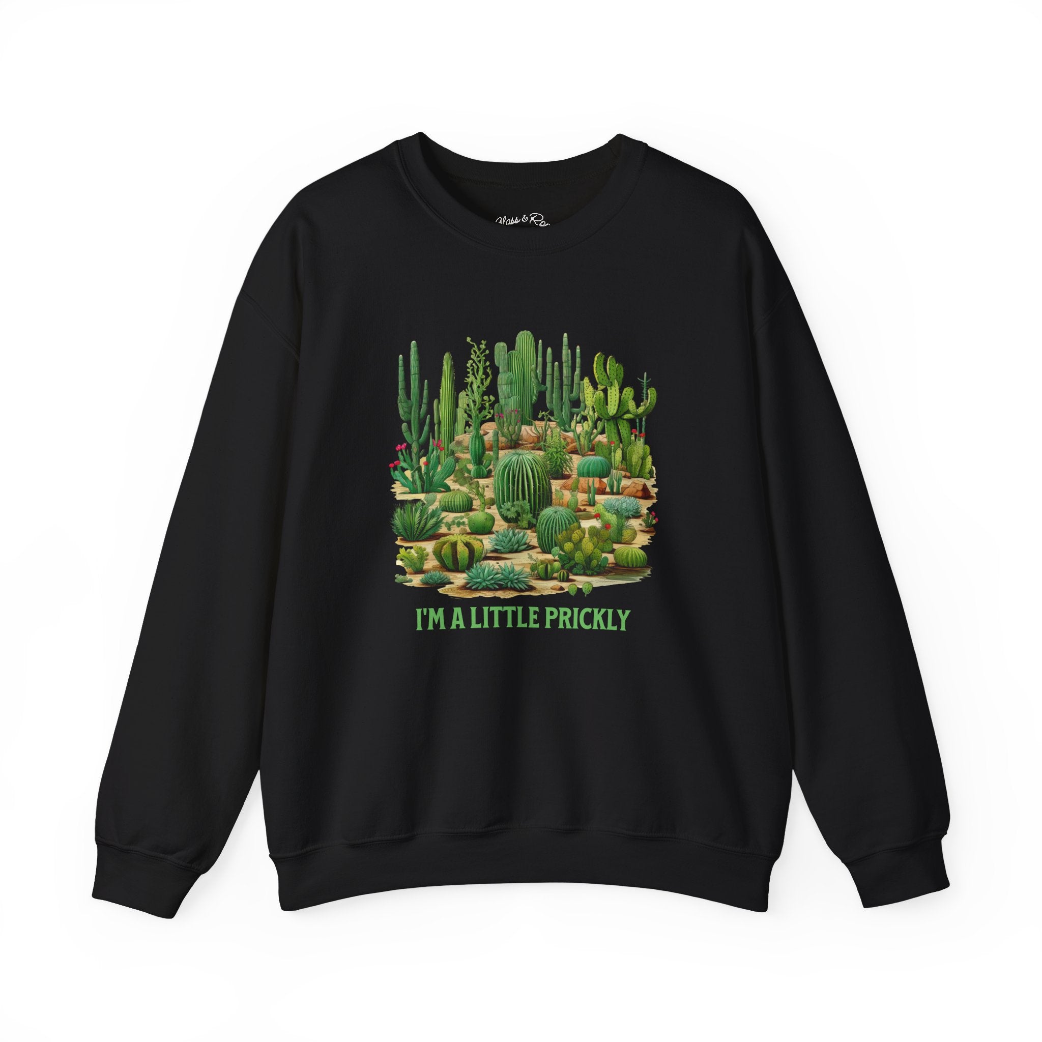 I'm A Little Prickly Cactus Black Crewneck Sweatshirt