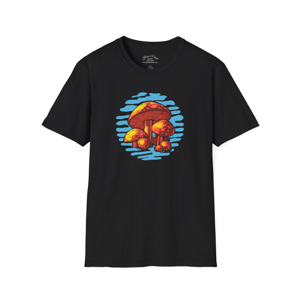 Vintage Mushrooms Black T-Shirt