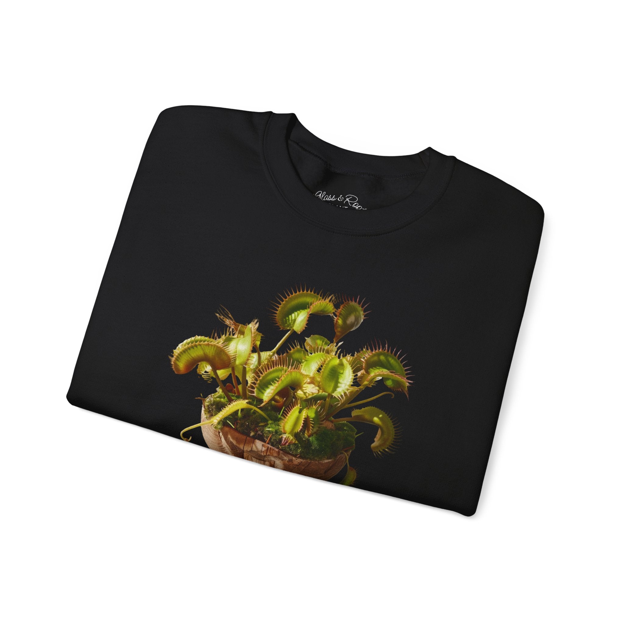 Venus Fly Trap Plant Black Crewneck Sweatshirt