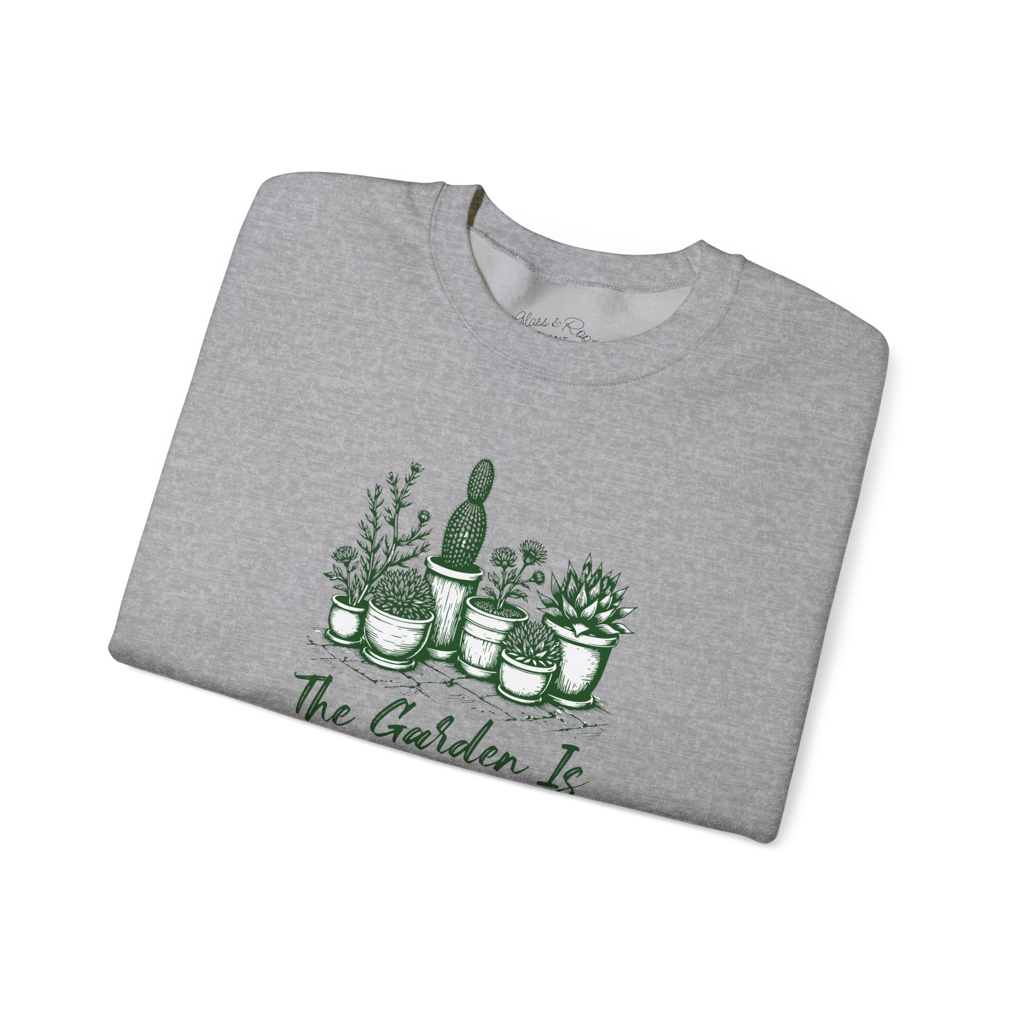 The Garden Is my Happy Place Grey Crewneck Sweatshirt