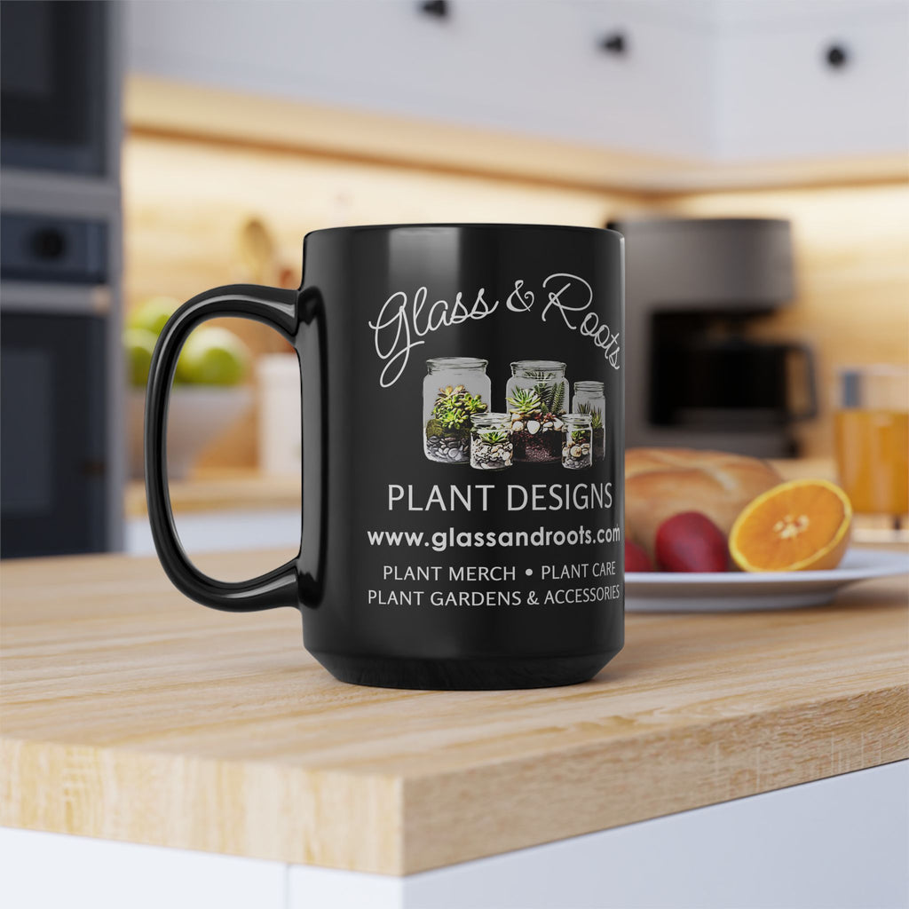 Glass & Roots Logo Black Mug