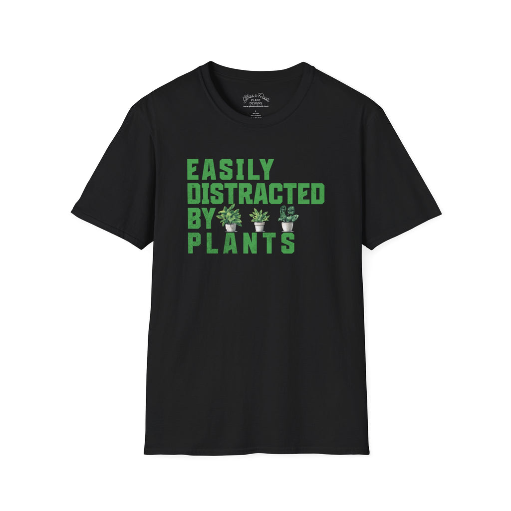 Easily Distracted By Plants Black T-Shirt