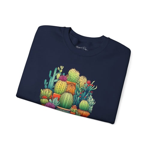 Cactus & Succulent Collage Navy Crewneck Sweatshirt